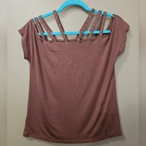 NWT Express One Eleven Women's Size S Cutout Shoulder Strappy Top